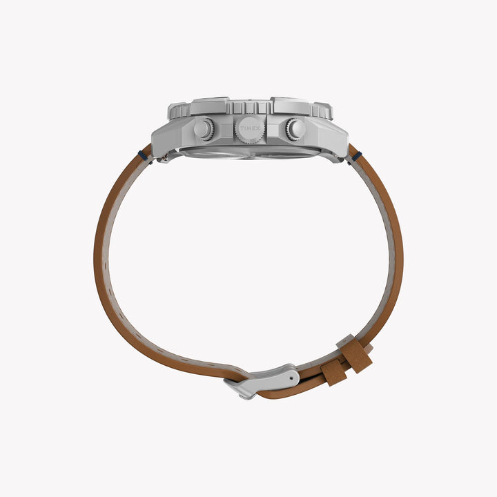 Timex Men's Eco-Friendly Tan Leather Watch, Silver Case | TW2U20200-4