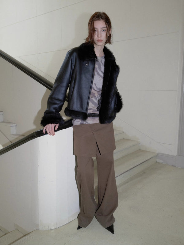"Luxury and Elegance" motorcycle style Tuscan sheepskin short fur coat for women-0
