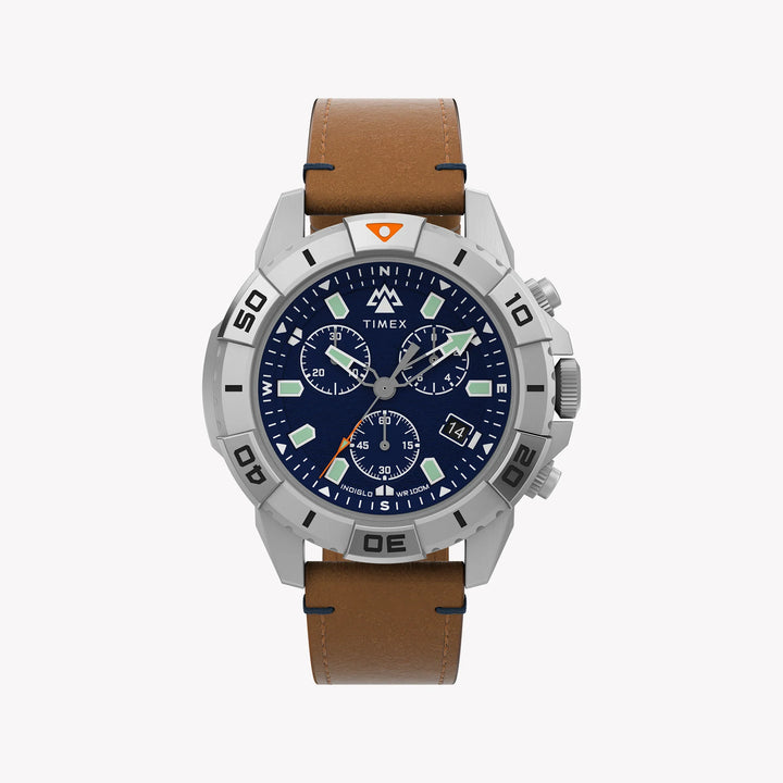 Timex Men's Eco-Friendly Tan Leather Watch, Silver Case | TW2U20200-0