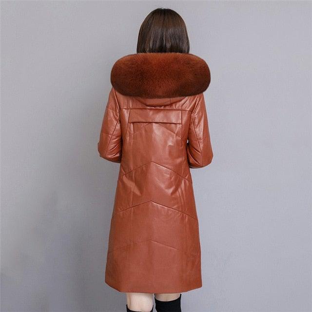 Graeme Womens Leather Down Jacket Parka-2