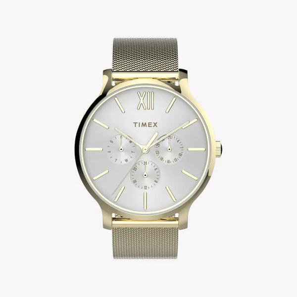 Timex Women's Gold Watch, White Dial | TW2T74600-0