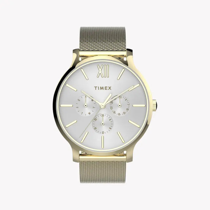 Timex Women's Gold Watch, White Dial | TW2T74600-0
