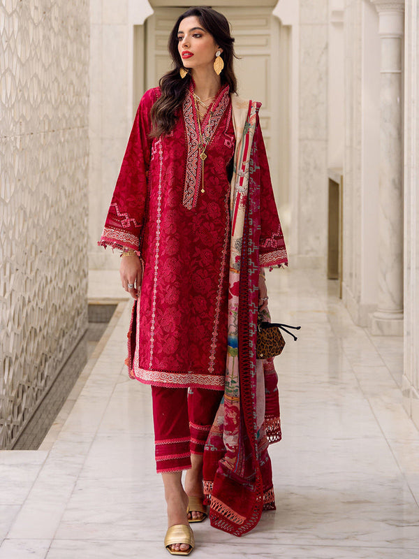 Farah Talib Aziz Luxury Lawn - Zeitoun Red